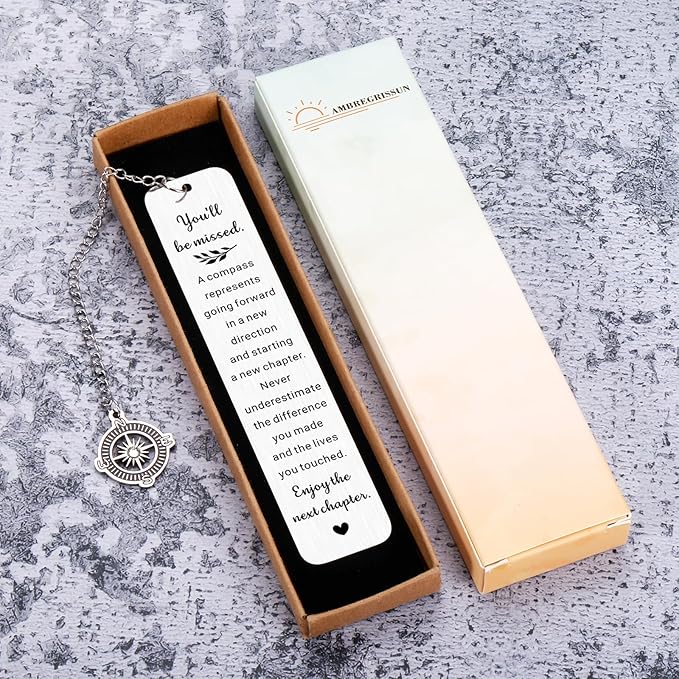 Farewell Gifts for Coworkers, You Will Be Missed Compass Bookmark, Leaving Goodbye Going Away Gifts for Coworker Women Best Friends Her Manager Boss Teacher, Retirement New Job Gift for Woman
