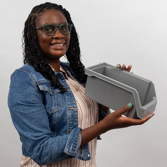 ReadySpace Plastic Containers for Organizing and Storage Bins for Closet, Kitchen, Office, Garage or Pantry Organization, Stackable Bins, Medium (11" x 5" x 5.5"), 8-Pack, White