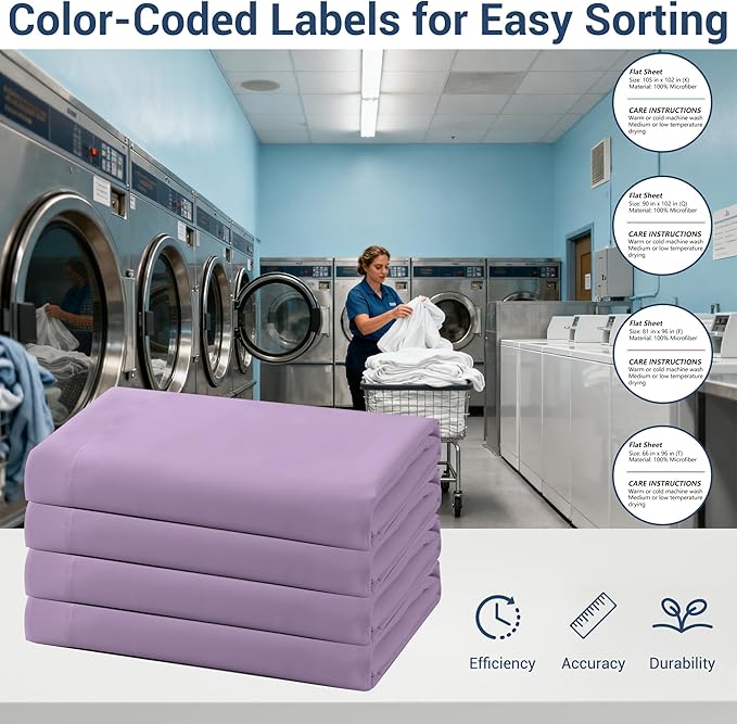 Queen Flat Sheet Only, 1 Pack Top Bed Sheets, Soft Breathable Brushed Microfiber Color-Coded Label Threads, (90"x102",Lavender)