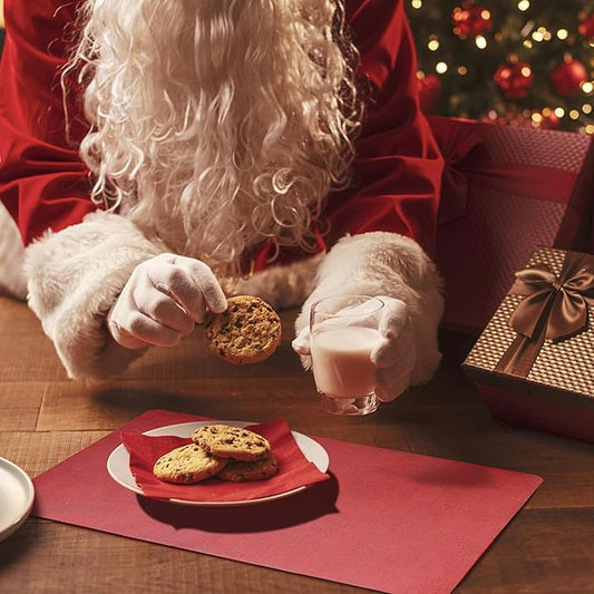 Maxpearl Faux Leather Placemats Set of 8 - Waterproof - Wipe Clean - Heat Resistant - Non Slip Dining Table Place Mats, Suitable for Indoor & Outdoor Use, 17’’x12’’, Red