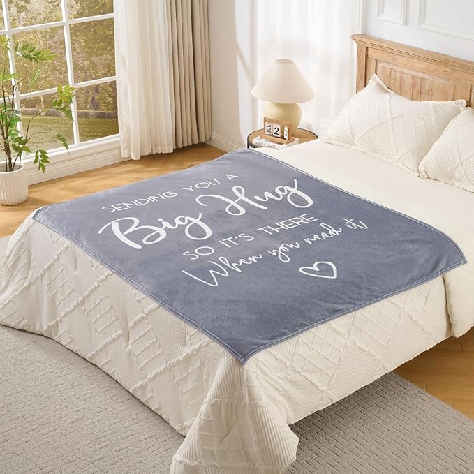 Grey Inspirational Healing Throw Blanket – Soft Flannel Fleece 50″×60″ – Get Well Soon Gifts for Women & Men – Sympathy, Thinking of You & Birthday Gift Blanket – All-Season Comfort and Warmth