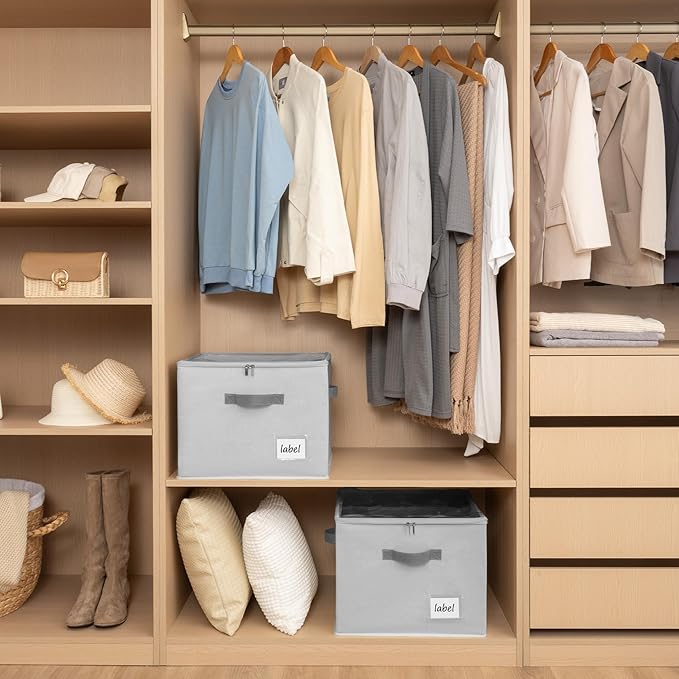 Cupic Cupid 2 Pack Shoe Organizer for Closet, Fits up to 12 Pairs, Shoe Cubby Storage Containers with Clear Cover, Grey