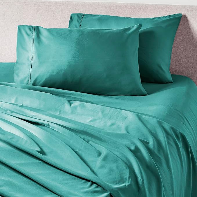 PeachSkinSheets The Real Teal Sheet Set - 1500tc Level of Softness - Extra Soft Cooling Sheets for Hot Sleepers and Night Sweats - Split Head King Size (36" Split)