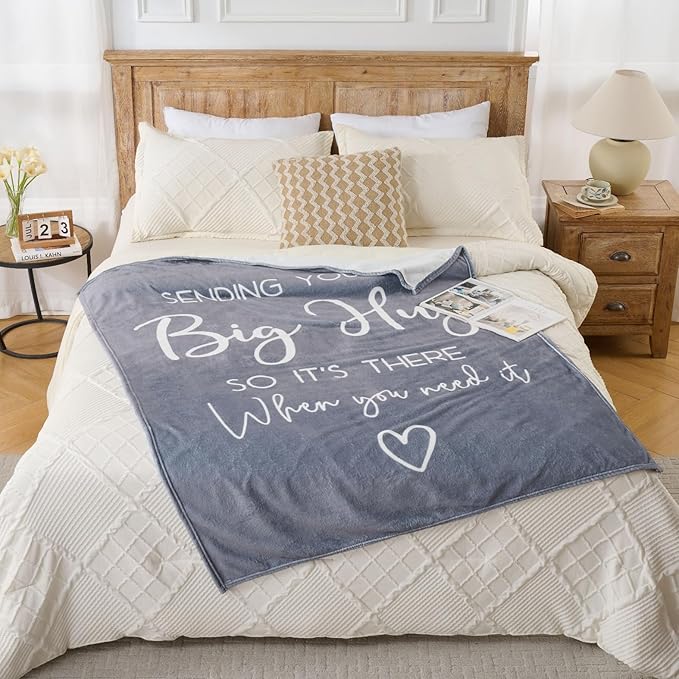 Grey Inspirational Healing Throw Blanket – Soft Flannel Fleece 50″×60″ – Get Well Soon Gifts for Women & Men – Sympathy, Thinking of You & Birthday Gift Blanket – All-Season Comfort and Warmth