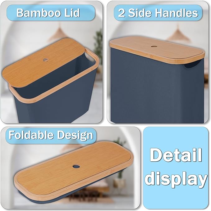 efluky Toilet Paper Basket with Lid, Toilet Paper Organizer for Bathroom, Free Standing Toilet Paper Holder with Storage, Blue