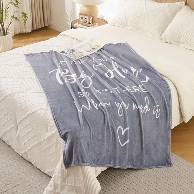 Grey Inspirational Healing Throw Blanket – Soft Flannel Fleece 50″×60″ – Get Well Soon Gifts for Women & Men – Sympathy, Thinking of You & Birthday Gift Blanket – All-Season Comfort and Warmth