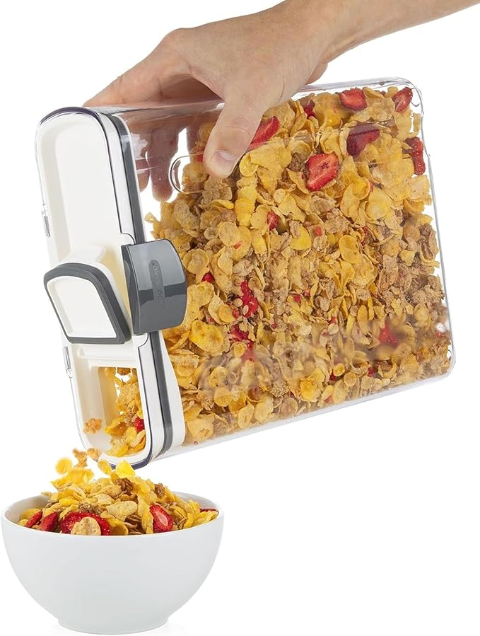 ProKeeper+ Airtight Food Storage Container Set – Clear Plastic Flour and Sugar Canister Set with Magnetic Accessories for Kitchen Organization (Grey, 9-Piece)