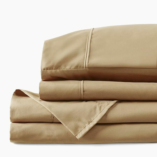PeachSkinSheets Light Mocha Sheet Set - 1500tc Level of Softness - Extra Soft Cooling Sheets for Hot Sleepers and Night Sweats - Split King Size (2 XL Fitted)