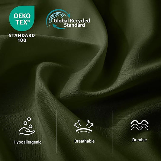 Full Flat Sheet Only, 1 Pack Top Bed Sheets, Soft Breathable Brushed Microfiber Color-Coded Label Threads, (81"x96",Olive Green)