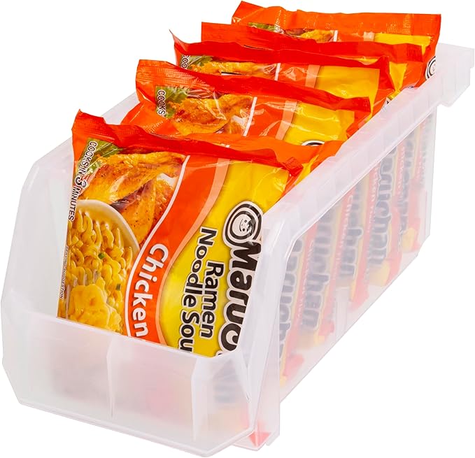 ReadySpace Plastic Containers for Organizing and Storage Bins for Closet, Kitchen, Office, Garage or Pantry Organization, Stackable Bins, Medium (11" x 5" x 5.5"), 8-Pack, Clear