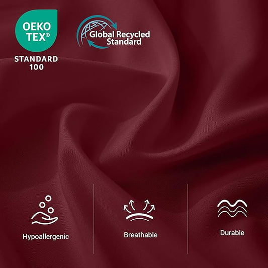 Bulk Queen Flat Sheets Only, 6 Pack Quick Sort Top Bed Sheet, Color-Coded Label Threads, Wrinkle-Free Shrinkage Durable Microfiber Hotel Motel Airb&bs Essentials for Hosts (90"x102",Burgundy)