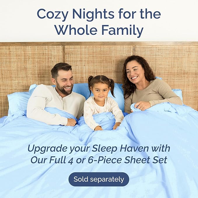 Twin Size Flat Sheet - Hotel Quality Top Flat Bed Sheet Only - Ultra-Soft, Breathable & Cooling - Fade & Wrinkle Free - Easy-Care, Stain & Shrink Resistant Bedding - Easy-Fit & Oeko-Tex - Light Blue