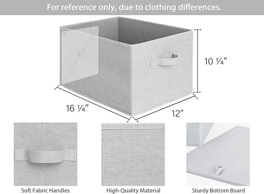 StorageWorks Storage Baskets for Shelves, Foldable Fabric Closet Storage Bins with Handles, Fabric Storage Bins Clothes Organizer, Light Grey, 3-Pack, Extra Large