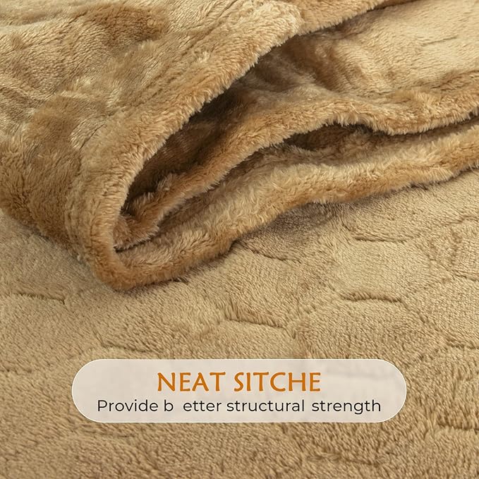 TOONOW Fleece Blanket Super Soft Cozy Throw Blanket 50" x 60", Lightweight Fuzzy Comfy Textured Flannel Blanket Warm Plush Throw Blankets for Couch, Sofa, Bed, Camel