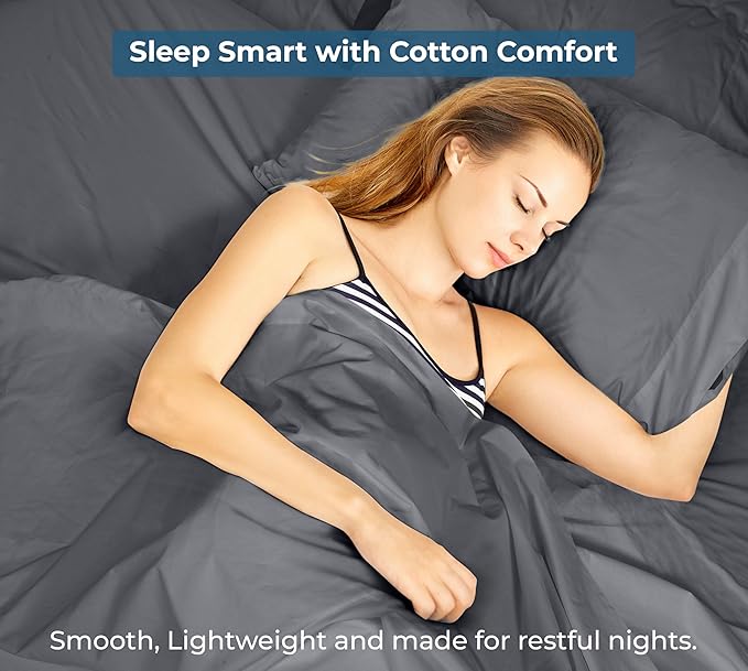 Royale Linens 100% Organic Cotton Queen Flat Sheet Only - Super Soft - Percale Top Sheets - Queen Flat Sheet Sold Separately - Breathable, Cool & Crisp Grey Sheets Only (90" x 102", Grey)