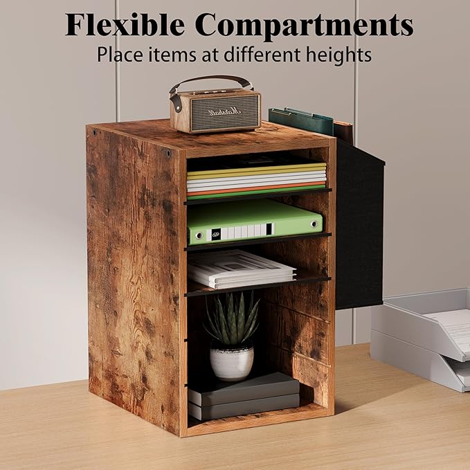 Unionly, 6 Tier Adjustable Countertop Mail Sorter, Mailboxes With Name Slots, Literature Organization Paper Storage Slot, Office Desk File Organizer, Wooden Desktop Mailbox for Classroom, Rustic Brown