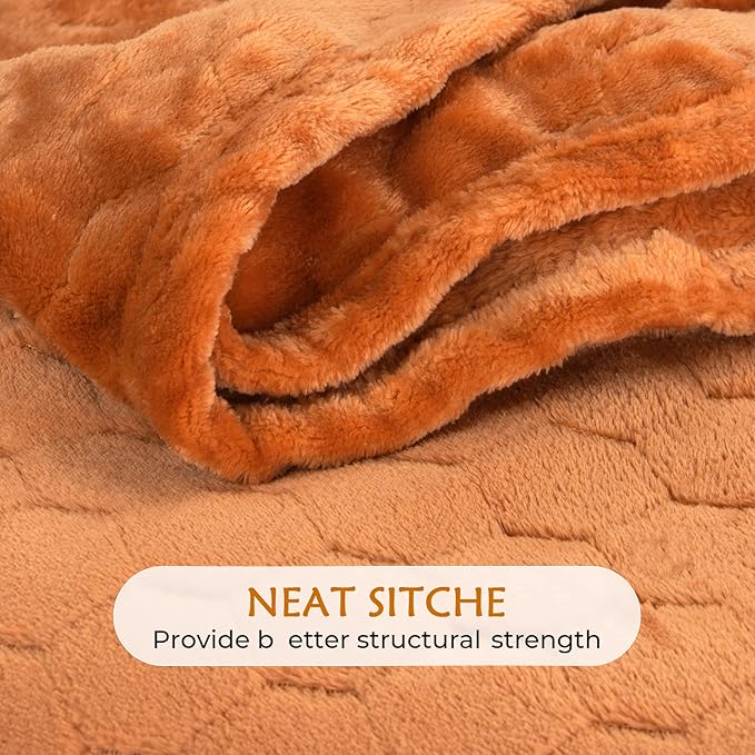 TOONOW Fleece Blanket Super Soft Cozy Throw Blanket 50" x 60", Lightweight Fuzzy Comfy Textured Flannel Blanket Warm Plush Throw Blankets for Couch, Sofa, Bed, Pumpkin