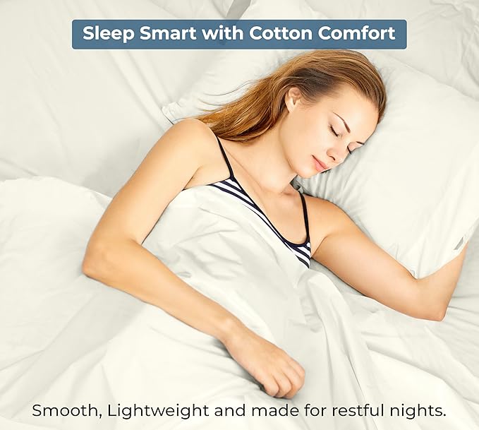 Royale Linen 100% Organic Cotton California King Flat Sheet Only - Super Soft - Percale Top Sheets - California King Flat Sheet Sold Separately - Cool & Crisp Ivory Sheets Only (108" x102", Ivory)