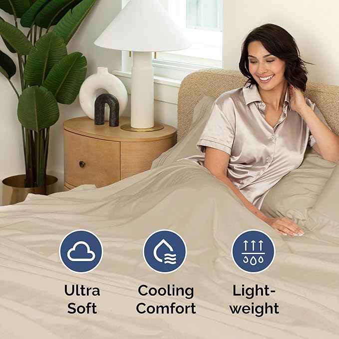 Queen Size Flat Sheet - Hotel Quality Top Flat Bed Sheet Only - Ultra-Soft, Comfy Breathable & Cooling - Fade & Wrinkle Free - Easy-Care, Stain & Shrink Resistant Bedding - Easy-Fit & Oeko-Tex - Wheat