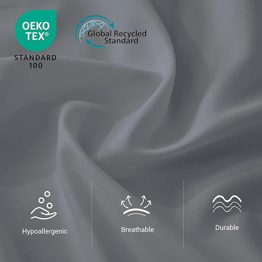 Queen Flat Sheet Only, 1 Pack Top Bed Sheets, Soft Breathable Brushed Microfiber Color-Coded Label Threads, (90"x102",Dark Gray)