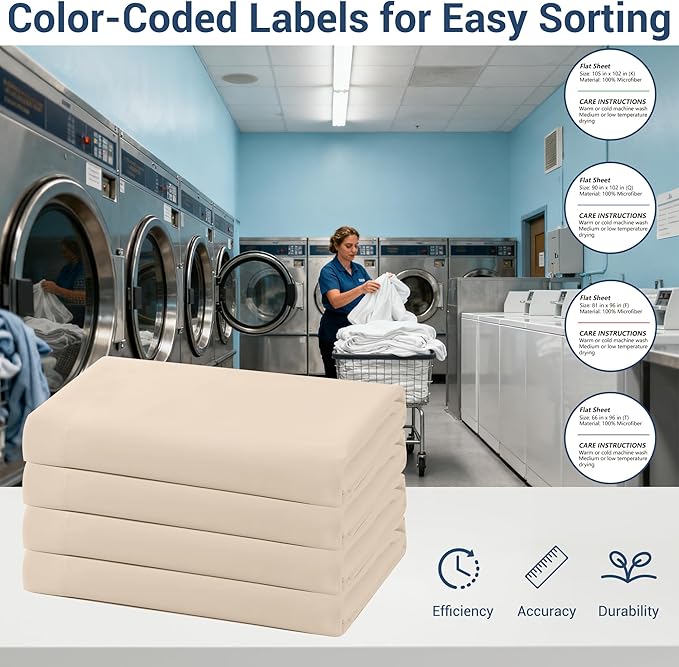 King Flat Sheet Only, 1 Pack Top Bed Sheets, Soft Breathable Brushed Microfiber Color-Coded Label Threads, (105"x102",Beige)