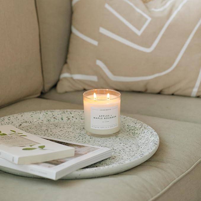 Calyan Wax Co. Redwood & Vanilla 2 Wick Scented Candle - 37 Hour Burn - Luxury Non Toxic Soy Wax Candles - Long Lasting Large Glass Jar Candle for Home - 8.8oz