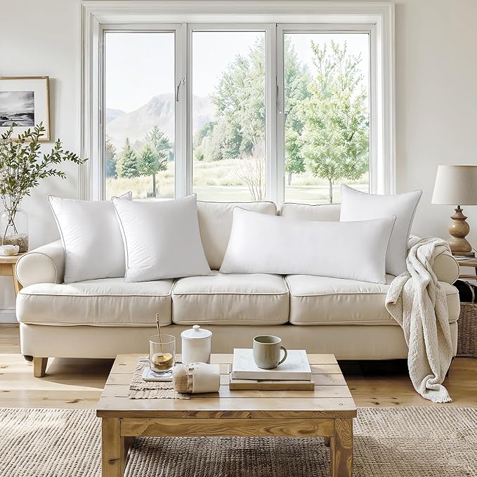 MIULEE 18x18 Pillow Inserts (Set of 4) -Decorative Throw Pillow with 100% Cotton Cover Square for Sofa Couch