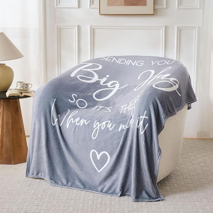 Grey Inspirational Healing Throw Blanket – Soft Flannel Fleece 50″×60″ – Get Well Soon Gifts for Women & Men – Sympathy, Thinking of You & Birthday Gift Blanket – All-Season Comfort and Warmth