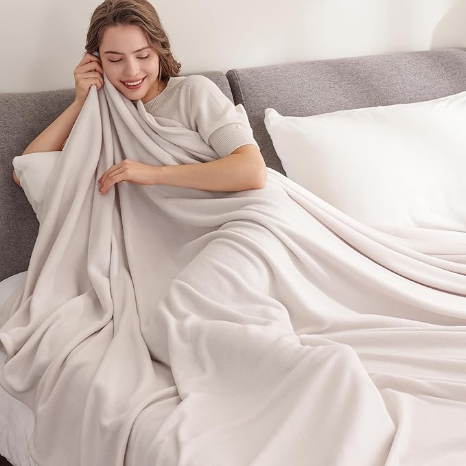 Berkshire Blanket Microfleece Twin Size Bed Blanket Macadamia,Lightweight Soft Breathable Plush Micro Fleece Blanket for Bed Couch Sofa,60x92 Inches
