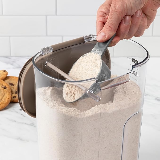 ProKeeper+ Airtight Food Storage Container Set – Clear Plastic Flour and Sugar Canister Set with Magnetic Accessories for Kitchen Organization (Taupe, 9-Piece)