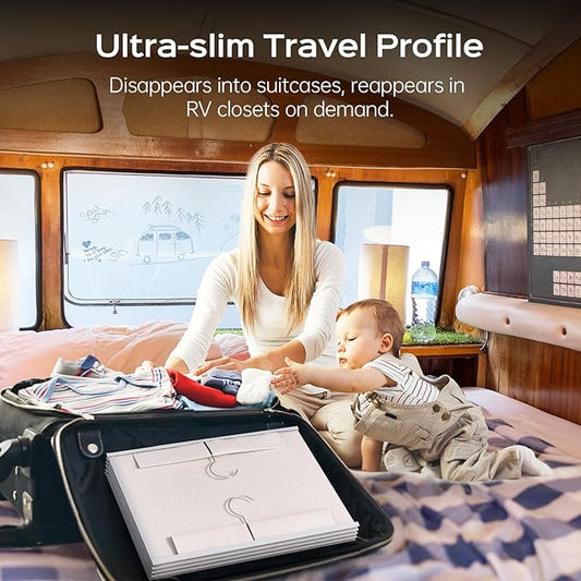 ALLTIDYUP Extra Deep Hanging Closet Organizers and Storage, 5-Tier Closet Hanging Organizer with 4 Mesh Pockets, Heavy-Duty Closet Shelves for Clothes and Hats, Ideal for Dorms and RVs, 1-Pack, White