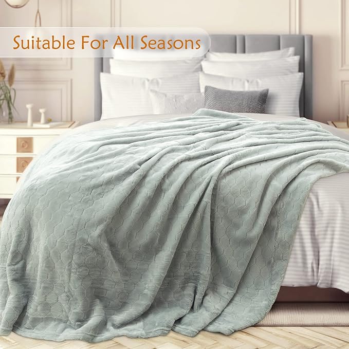 TOONOW Fleece Blanket Textured Fuzzy Plush Throw Blanket Twin Size 60" x 80", Super Soft Fluffy Bed Blanket Geometric Pattern Comfy Microfiber Flannel Blankets for Couch, Bed, Sofa, Mirage Gray