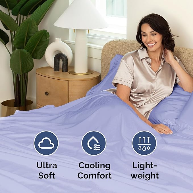 Twin XL Size Flat Sheet - Hotel Quality Top Flat Bed Sheet Only - Ultra-Soft, Breathable & Cooling - Fade & Wrinkle Free - Easy-Care, Stain & Shrink Resistant Bedding - Easy-Fit & Oeko-Tex - Lavender