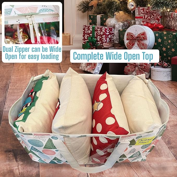 VENO 2 Pack Moving Bags, Large Christmas Storage Bins with lids, Packing Supplies for College, Alternative to Moving Boxes, Foldable, Heavy-Duty Tote, Christmas Pattern (Pastel Forest, 2 Pack)