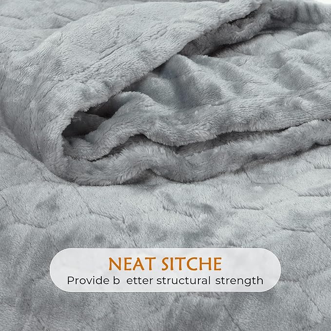 TOONOW Fleece Bed Blanket Queen Size 90x90 inches, Super Soft Fluffy Fuzzy Plush Blanket Geometric Pattern Cozy Microfiber Flannel Blankets for Couch, Bed, Sofa, Light Grey