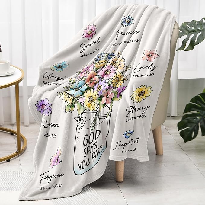Christian Gifts for Women, Christian Blanket with Flowers, Birthday Gifts for Women, Religious Gifts for Sister, Mother in Law, Daughter, Mom, Siseter in Law, Soft Throw Blankets 50''x 60''