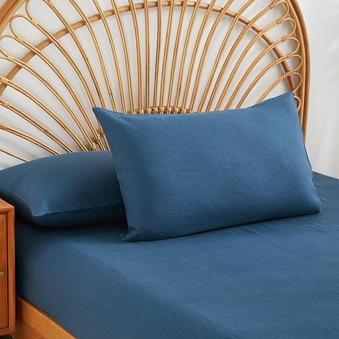 100% French Linen Pillowcase Set of 2, Breathable Envelope Closure Soft Linen Pillow Cover,Soft Luxury Hotel & Home Use, Gift