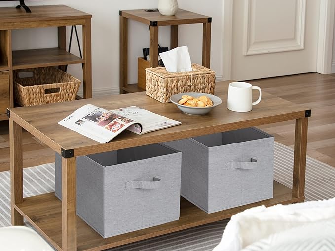 StorageWorks Storage Baskets for Shelves, Foldable Fabric Closet Storage Bins with Handles, Fabric Storage Bins Clothes Organizer, Light Grey, 3-Pack, Extra Large