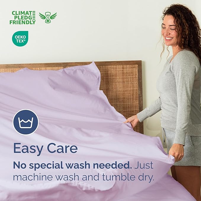 King Size Flat Sheet - Hotel Quality Top Flat Bed Sheet Only - Ultra-Soft, Comfy, Breathable & Cooling - Fade & Wrinkle Free - Easy-Care, Stain & Shrink Resistant Bedding - Oeko-Tex - Light Lavender