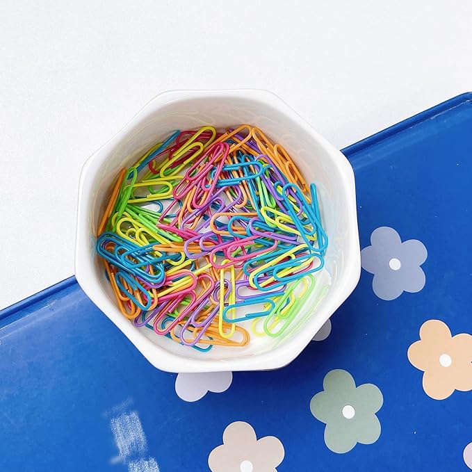 LEAZUL Ceramic Paper Clip Holder Gold Line Paper Clip Dispenser Organizer for Desk Cute Terrazzo Marble Pattern Office Binder Clip Holder Bobby Pin and Hair Clip Holder Gift for Office Blue