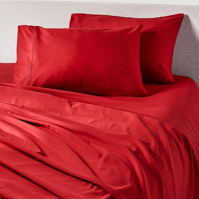 PeachSkinSheets Red Velvet Sheet Set - 1500tc Level of Softness - Extra Soft Cooling Sheets for Hot Sleepers and Night Sweats - Twin Size