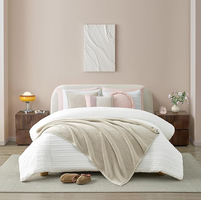 UGG Coco Plush Throw Blanket – Cozy Soft Fleece Blanket for Couch, Bed or Chair, Housewarming Gift for Women, Bedroom or Living Room Decor, Lightweight Winter Bedding, Shoreline