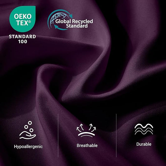 Bulk Twin Flat Sheets Only, 6 Pack Quick Sort Top Bed Sheet, Color-Coded Label Threads, Wrinkle-Free Shrinkage Durable Microfiber Hotel Motel Airb&bs Essentials for Hosts (66"x96",Dark Purple)