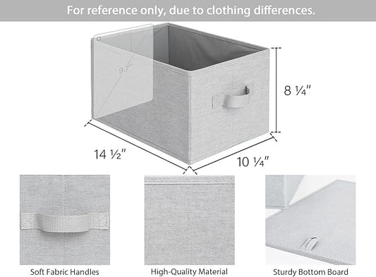 StorageWorks Storage Baskets for Shelves, Foldable Fabric Closet Storage Bins with Handles, Fabric Storage Bins Clothes Organizer, Light Grey, 3-Pack, Large
