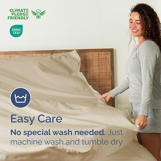 Queen Size Flat Sheet - Hotel Quality Top Flat Bed Sheet Only - Ultra-Soft, Comfy Breathable & Cooling - Fade & Wrinkle Free - Easy-Care, Stain & Shrink Resistant Bedding - Easy-Fit & Oeko-Tex - Wheat