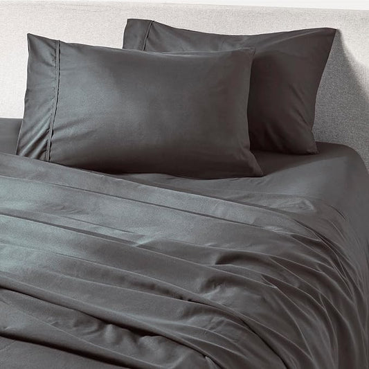 PeachSkinSheets Graphite Gray Sheet Set - 1500tc Level of Softness - Extra Soft Cooling Sheets for Hot Sleepers and Night Sweats - Split King Size (2 XL Fitted)