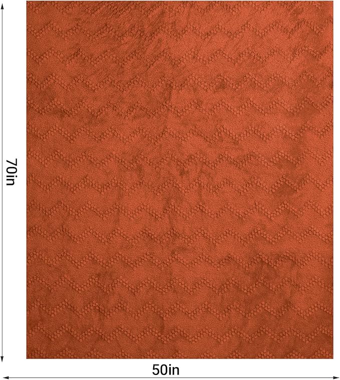 BYKOSY Jacquard Boho Fleece Throw Blanket-Cozy Fluffy Soft Lightweight Fuzzy Blanket for Sofa, Couch, Bed, Chair & Car, Gifts for Teen Girls, Women & Men, Home and Dorm Decor, Rust Red, 50" x 70"