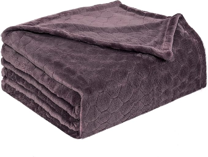 TOONOW Fleece Blanket Super Soft Cozy Throw Blanket 50" x 60", Lightweight Fuzzy Comfy Textured Flannel Blanket Warm Plush Throw Blankets for Couch, Sofa, Bed, Purple