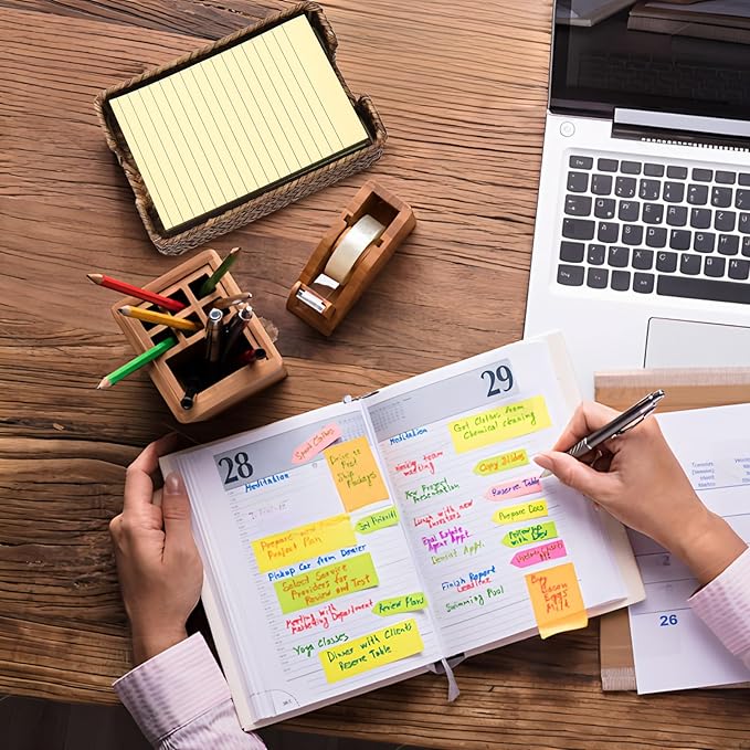 Shonmogar 4 x 6 Inch Sticky Note Holder,Seagrass Post It Note Dispenser,Woven Sticky Note Dispenser,Farmhouse Style Post It Holder for Home Office Desk Decor,Coffee