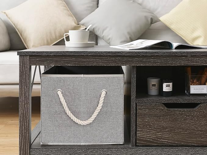 StorageWorks Storage Baskets for Shelves, Foldable Fabric Closet Storage Bins with Handles, Fabric Storage Bins Clothes Organizer, Gray, 3-Pack, Extra Large